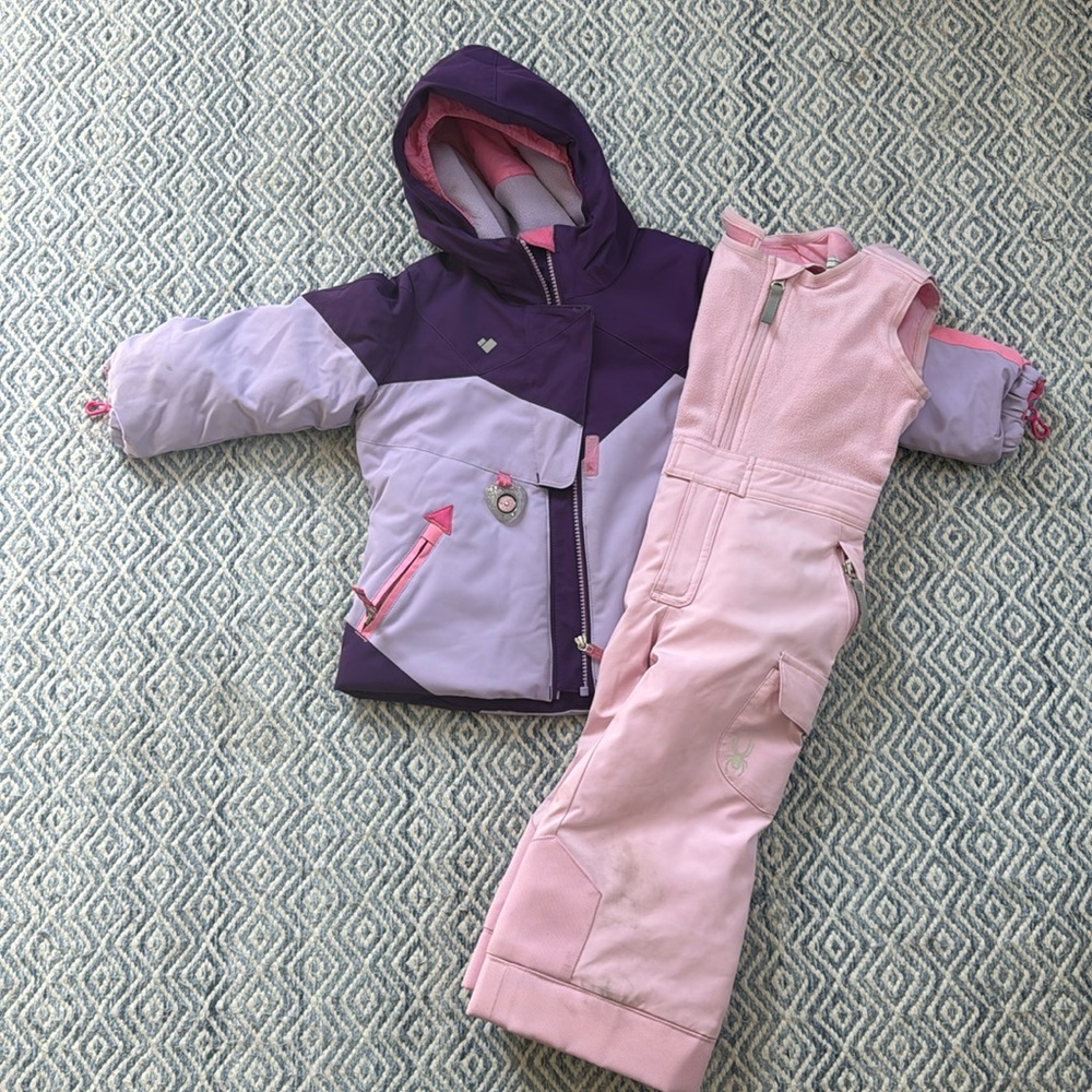Obermeyer Ski Jacket Size 3 and Spyder ski bibs Size 3.